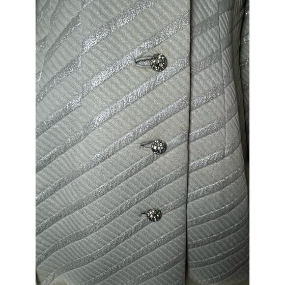 VINTAGE 60's 70's Penny Lane White Silver Brocade Coat Jacket Faux Fur Hem Sz 10 - Picture 10 of 16